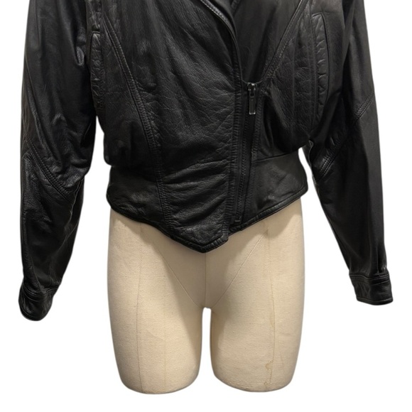 Vintage Wilsons Retro 80s Bomber Moto Leather Jacket Size Small - Picture 6 of 11
